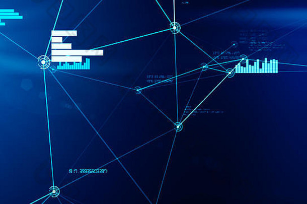 未来主义的摘要蓝色的网络数据连接网格插图