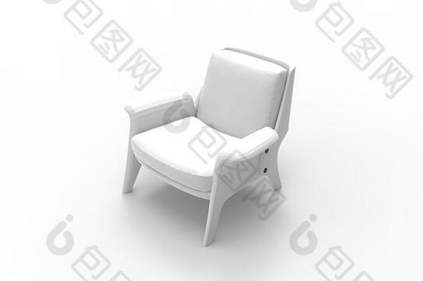 在工作室背景中隔离的白色设计椅的3d渲染