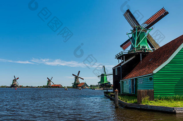 荷兰阿姆斯特丹附近的德扎恩斯桑斯风车