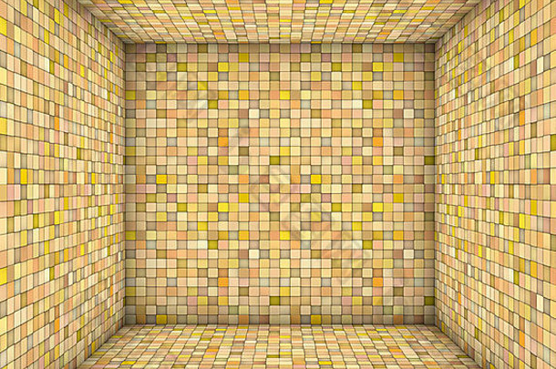 橙黄色马赛克方形瓷砖空地