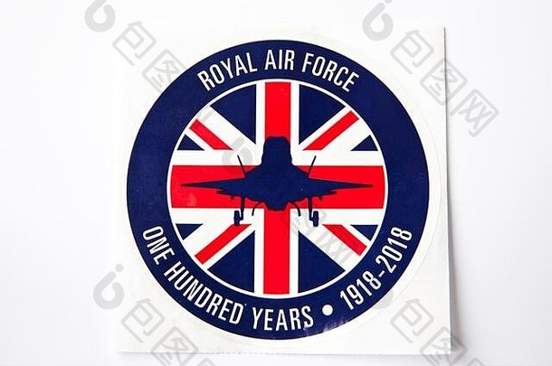 英国皇家空军100周年纪念贴纸，印有英国皇家空军新型洛克希德·马丁F-35B闪电II