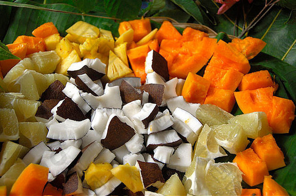 南太平洋法国波利尼西亚社会岛屿BoraBora当地的热带水果