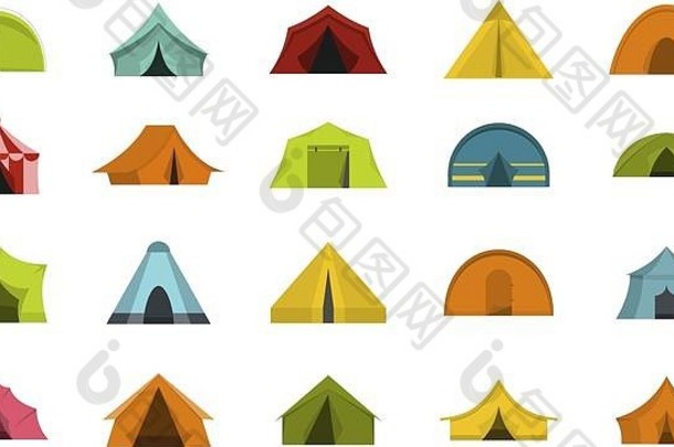 帐篷图标集平风格
