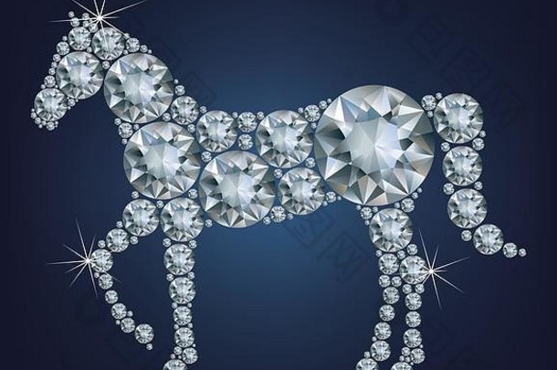2026年新年快乐创意贺卡，由许多钻石组成