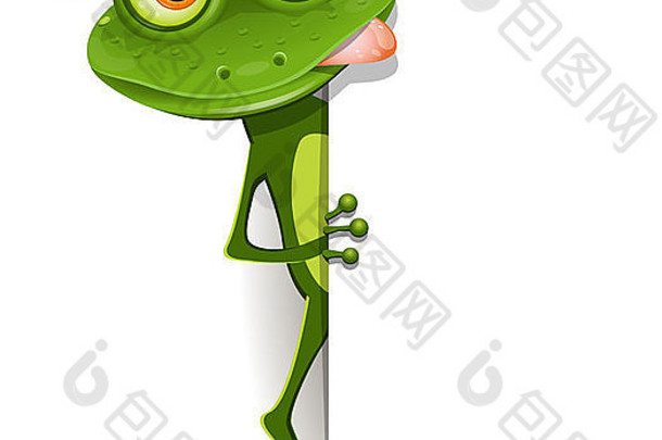 插图：眼睛更大的快乐绿色青蛙