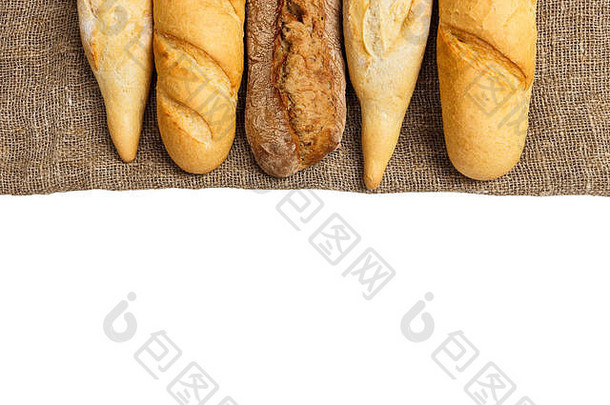 魔杖小麦面包白色背景