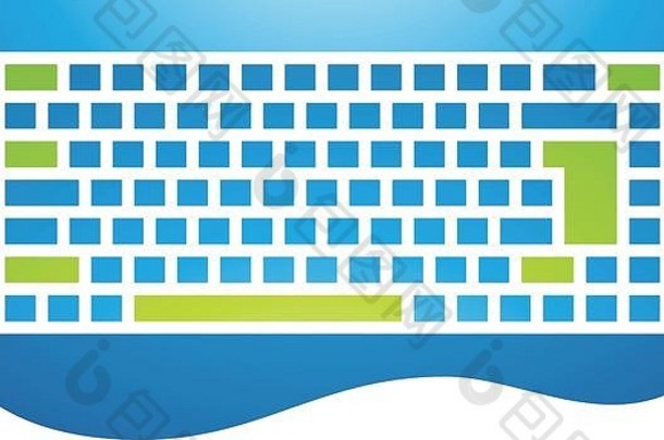 白色背景上隔离的PC配件键盘图标图示
