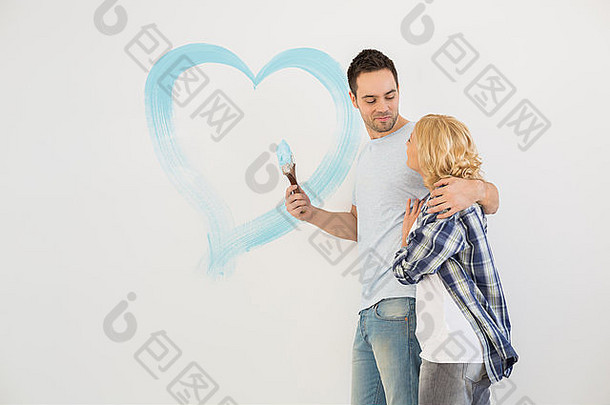 爱的中年人夫妇画心墙