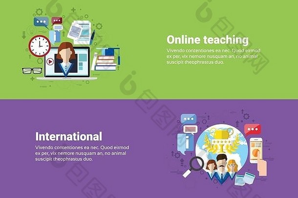 国际社会媒体网络互联网连接沟通教学在线网络教育横幅