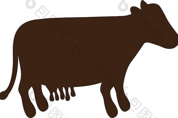 轮廓棕色（的）颜色牛奶牛