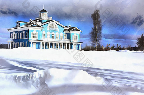色彩斑斓的绘画房地产房子切列波维茨沃洛格达地区俄罗斯