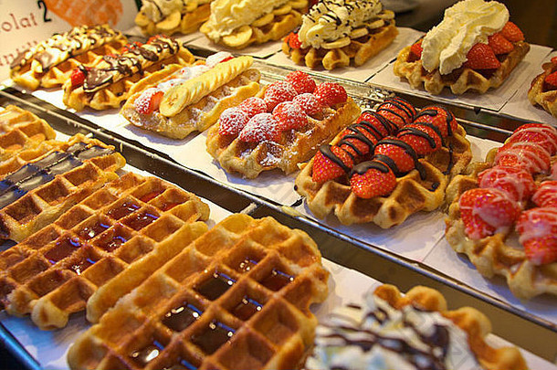 华夫饼干店，布鲁塞尔，比利时，欧洲