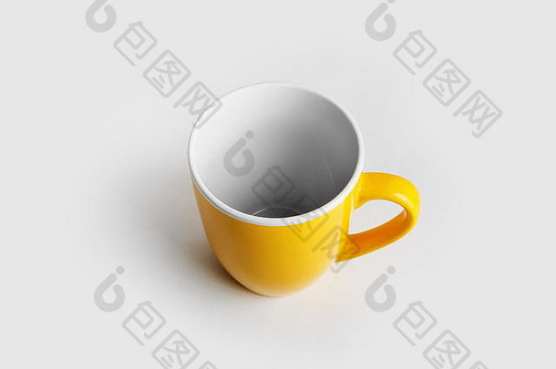黄色的陶瓷杯杯子咖啡茶
