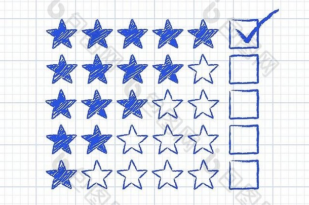 在图纸背景上勾选了五个等级的星星