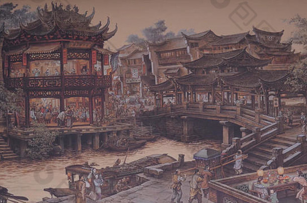 古老的中国人村图片古老的中国中国古老的体系结构竹子森林艺术