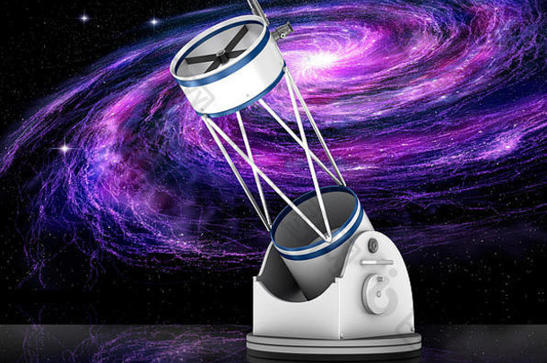 多布森反射望远镜和星系，3D插图