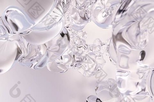 水滴落在白色背景上的3d渲染插图