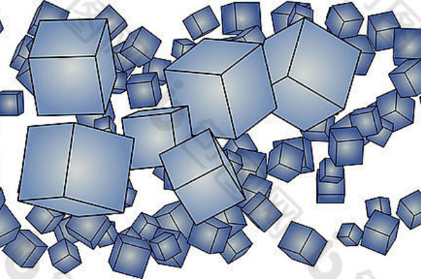 圆形浮动立方体形状的抽象图示