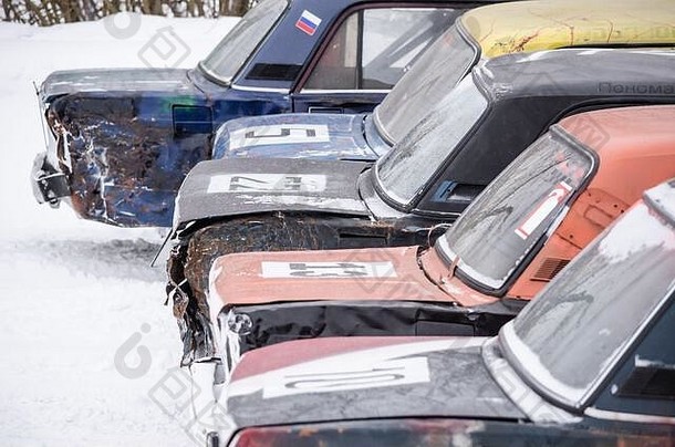 冰上跑道上的冬季比赛。俄罗斯拉达<strong>赛车</strong>公司。