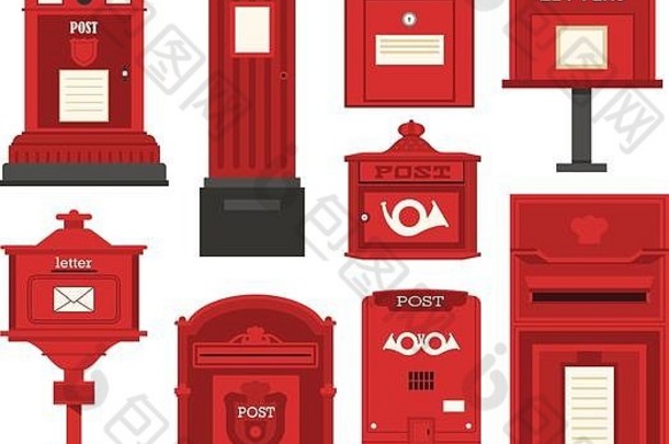 红色的邮箱信箱图标