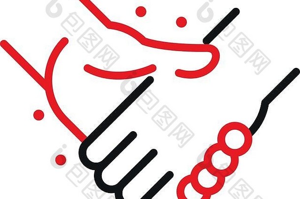 “与病菌握手”系列双标设计医疗护理和新冠病毒19型主题载体插图