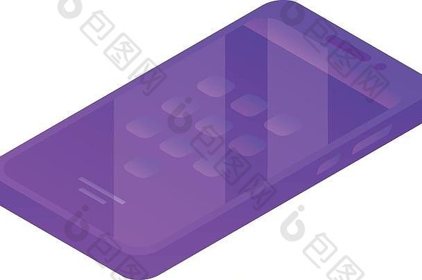 现代紫罗兰色的智能手机图标等角风格