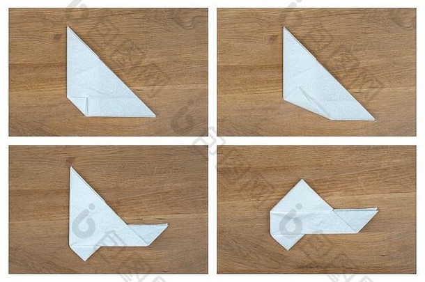 用纸巾折叠纸面膜的步骤。第3/5部分。