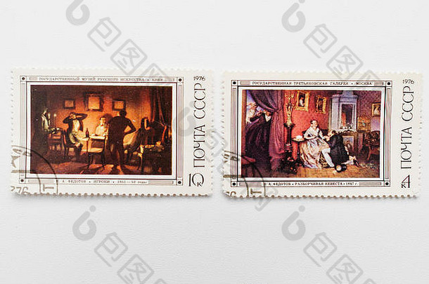 乌日哥罗德乌克兰约邮资邮票印刷苏联显示绘画状态不在画廊莫斯科约