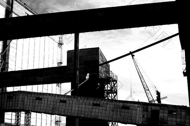 黑与白可爱的几何摘要艺术黑色的喜怒无常的有<strong>创意</strong>的行业工业建筑城市