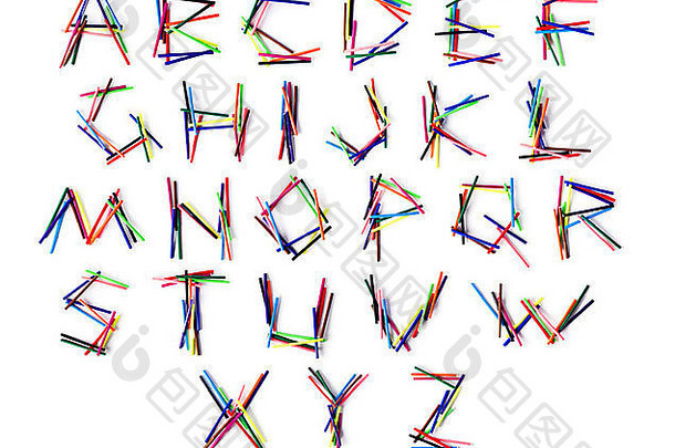 拉丁字母信集彩色的记号笔