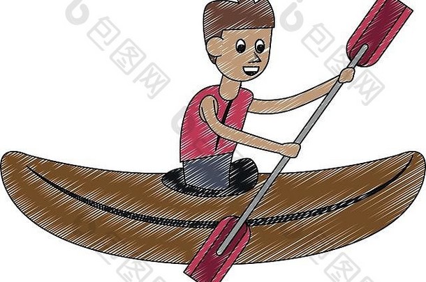 皮划艇水上运动涂鸦