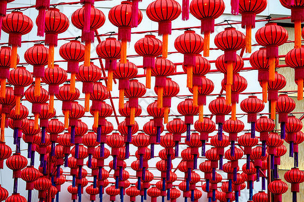 曼谷庆祝新年的中国红灯笼
