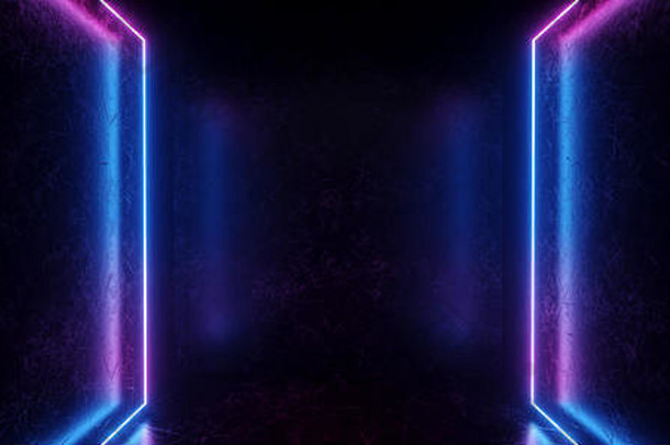 现代优雅科幻未来主义深色刮花金属混凝土垃圾房，反射真实纹理霓虹灯发光矩形框架形状紫色