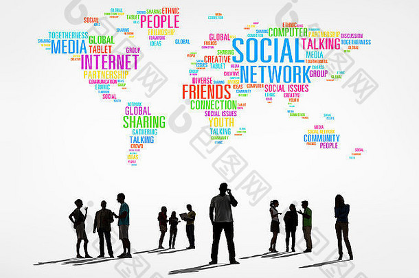 构成世界的人和社交网络相关词语的轮廓