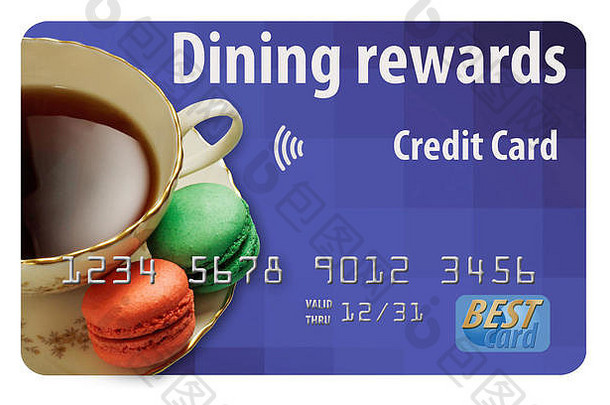 餐厅奖励信贷卡孤立的白色背景