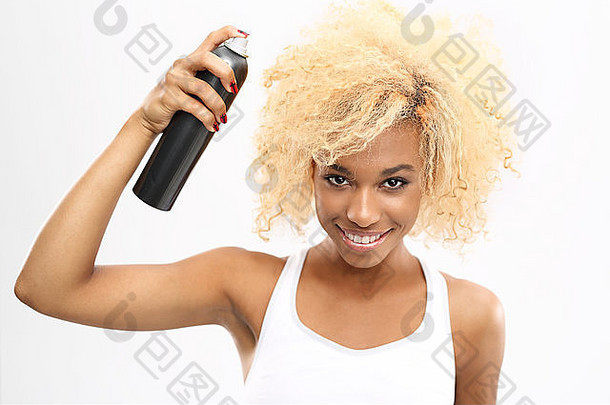弄头发头发绘画铺设发型时尚的发型非洲式发型女头发漆喷固定剂头发