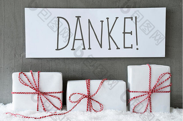 雪地上的白色礼物，Danke的意思是谢谢你