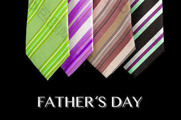 彩色领带与父亲节文本