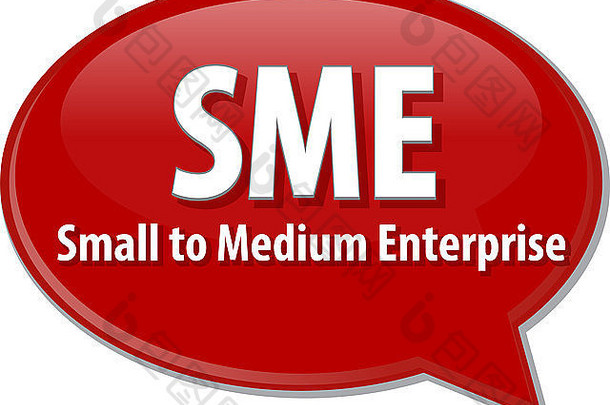 商业词汇词汇泡沫插图缩写词SME中小型企业
