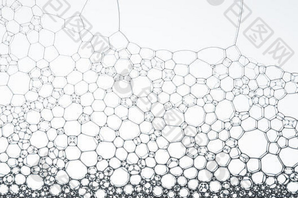 肥皂泡和水形成的几何细胞，用作背景或纹理