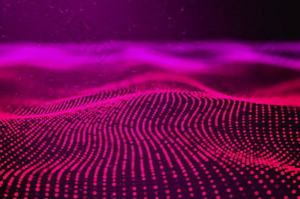 呈现数字摘要变形背景波浪形式优秀的形状光粒子电脑生成的光影响