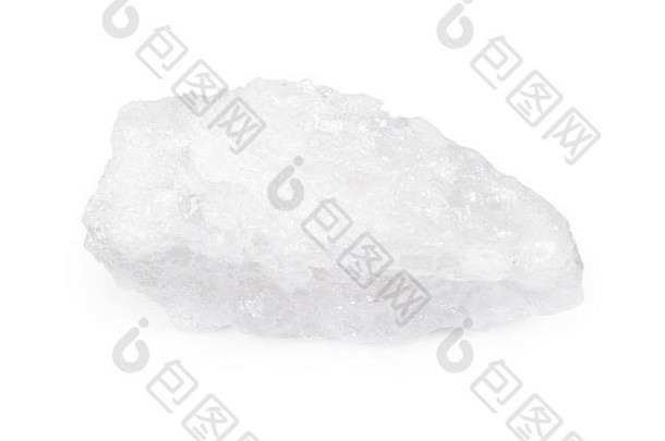 一块盐组成矿物水晶石头盐孤立的白色背景