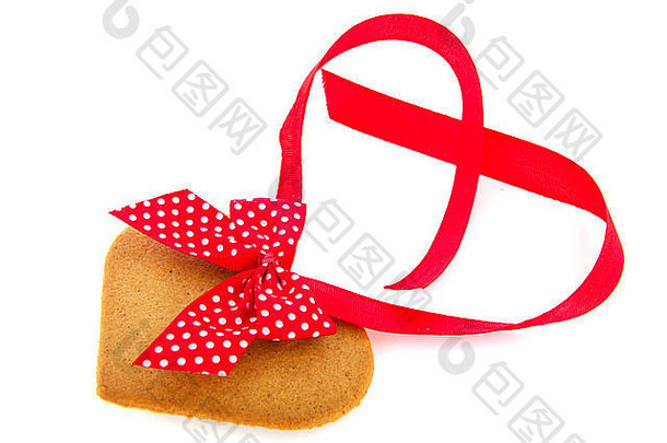 姜面包心圣诞节红色的丝带弓