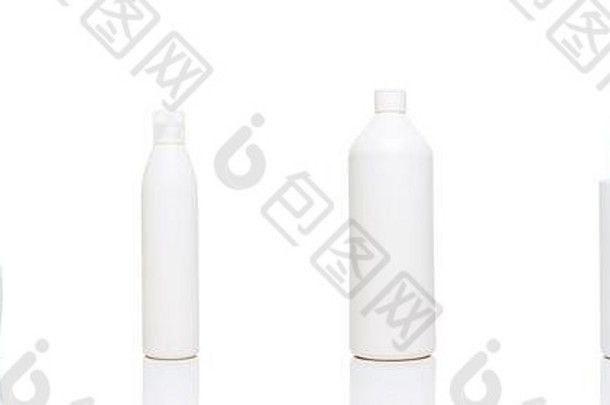 选择白色化妆品瓶孤立的白色横幅格式