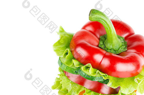 新鲜的三明治蔬菜特写镜头健康的食物