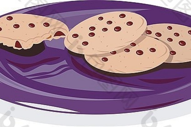 以复古风格制作的盘子上饼干插图。