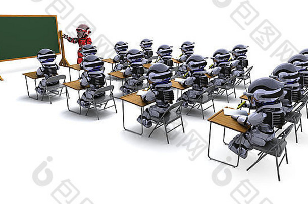 渲染机器人老师教室