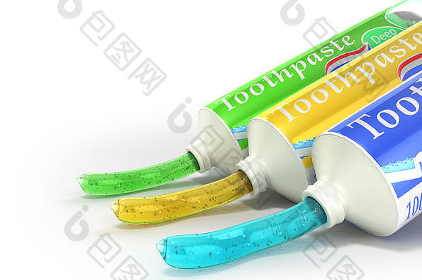 现代概念设计管牙膏牙膏管渲染白色