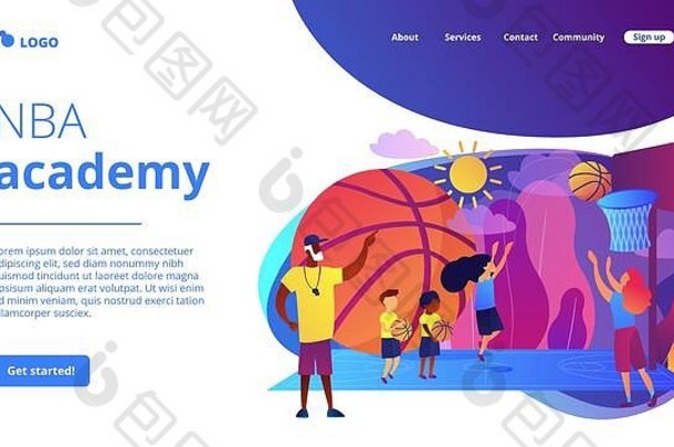 篮球营概念登陆页。