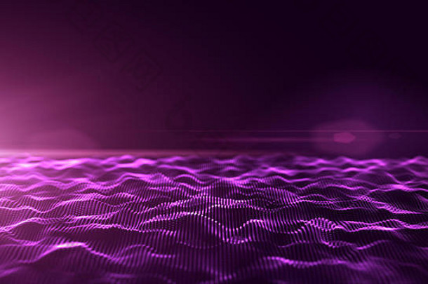 摘要紫色的数字波背景光耀斑